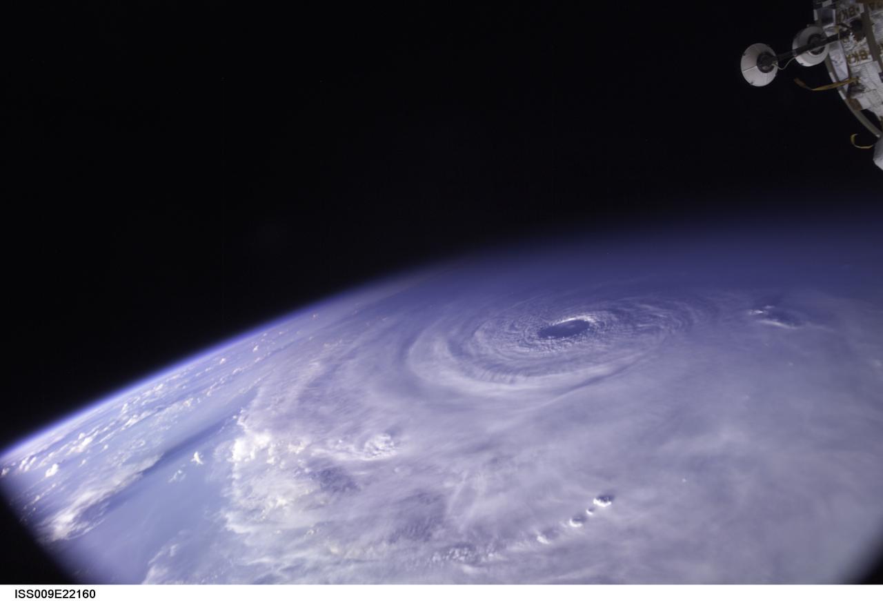 ISS009-E-22160 (11 September 2004) ---- This image of Hurricane Ivan, one of the strongest hurricanes on record, was taken Saturday from an altitude of about 230 miles by Astronaut Edward M. (Mike) Fincke, NASA ISS science officer and flight engineer, looking out the window of the International Space Station. At the time, Ivan was in the western Caribbean Sea and reported to have winds of 160 mph