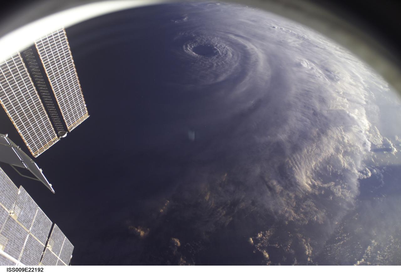 ISS009-E-22192 (11 September 2004) ---- This image of Hurricane Ivan, one of the strongest hurricanes on record, was taken Saturday from an altitude of about 230 miles by Astronaut Edward M. (Mike) Fincke, NASA ISS science officer and flight engineer, looking out the window of the International Space Station. At the time, Ivan was in the western Caribbean Sea and reported to have winds of 160 mph