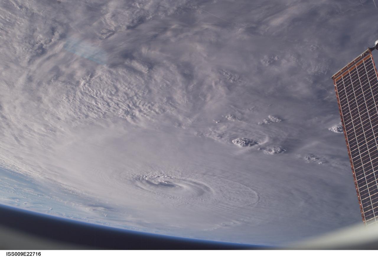 ISS009-E-22716 (14 September 2004) --- Hurricane Ivan was photographed as it churned in the Gulf of Mexico late Tuesday (23:09:41 GMT, Sept. 14) by astronaut Edward M. (Mike) Fincke aboard the International Space Station, 230 miles above Earth. At the time, Ivan was a category 4 hurricane with winds of 140 mph. Fincke, the NASA Station Science Officer, and Station Commander Gennady Padalka are in the final month of a six-month mission aboard the research platform.