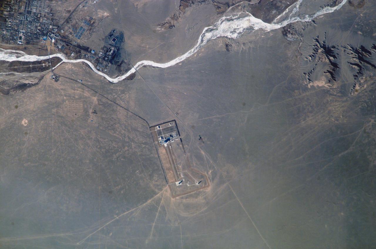 ISS010-E-14586 (23 January 2005) --- Chinese Launch Complex at Jiuquan is featured in this image photographed by an Expedition 10 crewmember on the International Space Station.