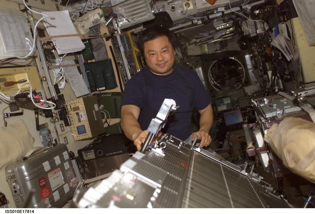 NASA image: Chiao performs in-flight maintenance on the TVIS in the SM during Expedition 10