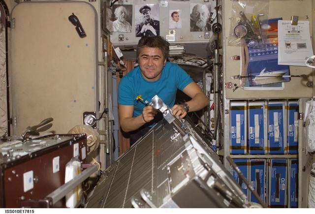 NASA image: Chiao performs in-flight maintenance on the TVIS in the SM during Expedition 10