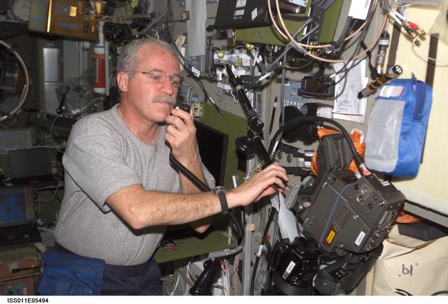 NASA image: Phillips during ham radio exchange