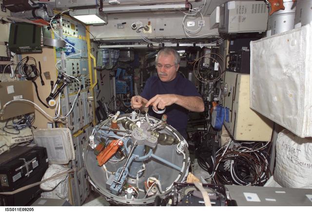 NASA image: Phillips with probe-and-cone docking mechanism (StM) in the Zvezda module
