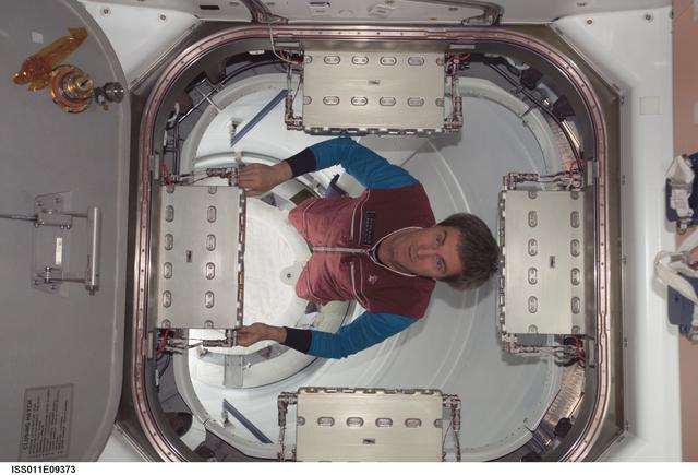 NASA image: Krikalev with CPAs in Node 1/Unity CBA