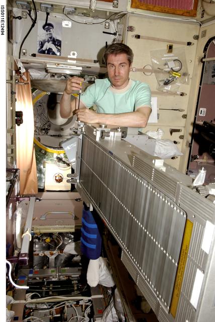 NASA image: Krikalev with TVIS hardware in Zvezda