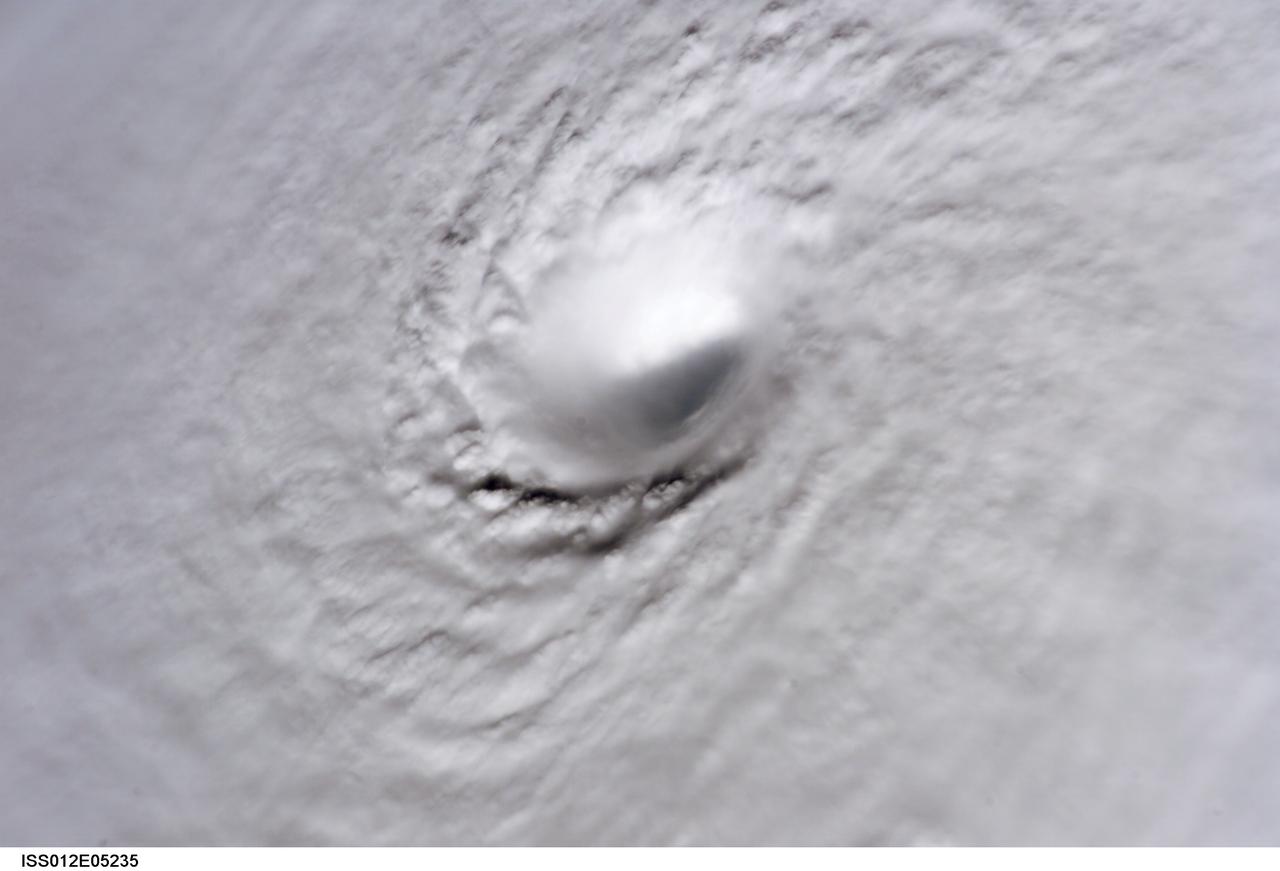 ISS012-E-5235 (19 Oct. 2005) --- This image of Hurricane Wilma was taken at 8:22 a.m. CDT Wednesday, Oct. 19, by the crew aboard NASA's international space station as the complex flew 222 miles above the storm. At the time, Wilma was the strongest Atlantic hurricane in history, with winds near 175 miles per hour. The storm was located in the Caribbean Sea, 340 miles southeast of Cozumel, Mexico.