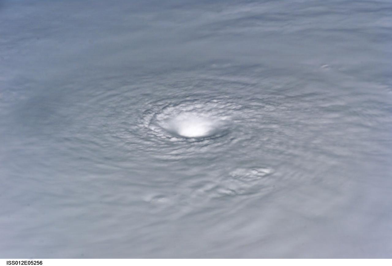 ISS012-E-5256 (19 Oct. 2005) --- This image of Hurricane Wilma was taken at 8:23 a.m. CDT Wednesday, Oct. 19, by the crew aboard NASA's international space station as the complex flew 222 miles above the storm. At the time, Wilma was the strongest Atlantic hurricane in history, with winds near 175 miles per hour. The storm was located in the Caribbean Sea, 340 miles southeast of Cozumel, Mexico.