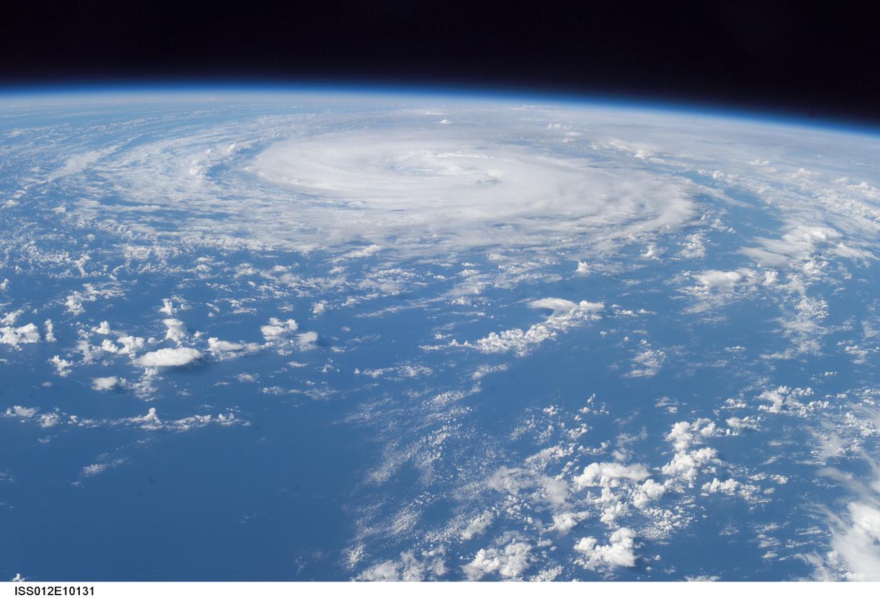 ISS012-E-10131 (3 Dec. 2005) --- This oblique view of Hurricane Epsilon in the Atlantic Ocean was photographed at 15:37:45 GMT on Dec. 3, 2005 by one of the crewmembers of Expedition 12 aboard the International Space Station. The orbital outpost was flying at an altitude of 190 nautical miles. Center point coordinates are 34.5 degrees north latitude and 44.4 degrees west longitude. As it continues moving in the Atlantic Ocean, the storm poses no threat to any land mass.