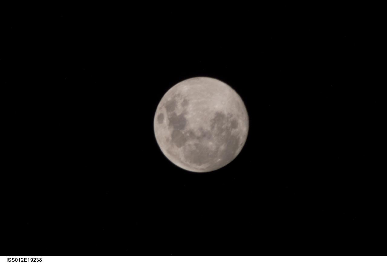 ISS012-E-19238 (12 Feb. 2006) --- This view of a full moon was photographed by one of the Expedition 12 crewmembers aboard the International Space Station.