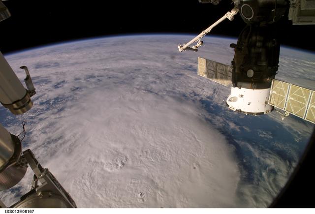 NASA image: Soyuz Spacecraft TMA-8 docked to the ISS taken during Expedition 13