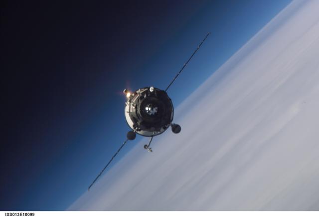 NASA image: Progress 21 approaches the ISS during Expedition 13