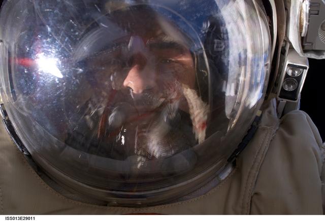 NASA image: Vinogradovs helmet during Ex;pedition 13 EVA