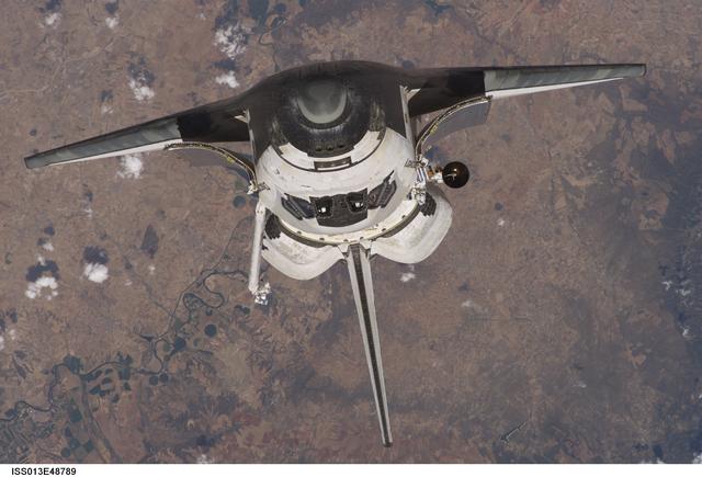 NASA image: Discovery approaching the ISS for docking during the STS-121 mission