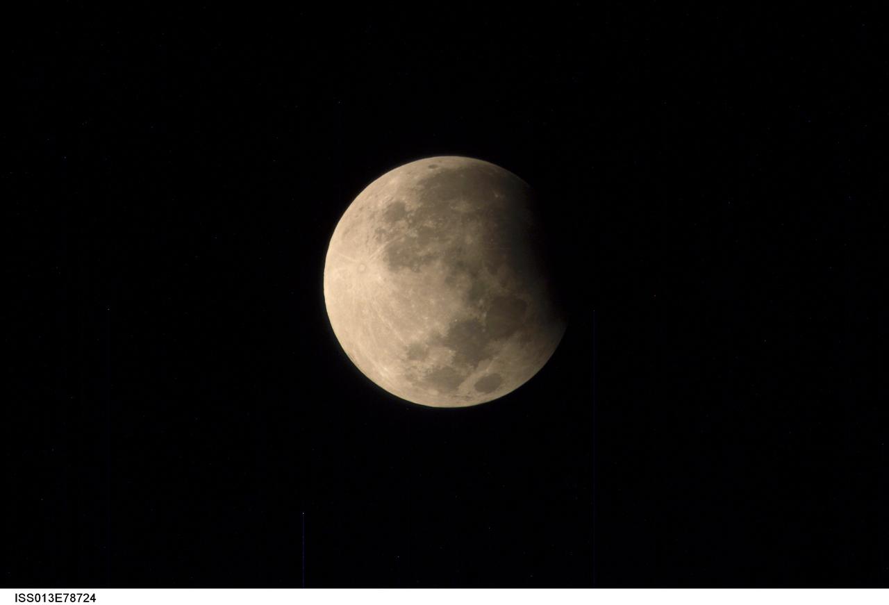 ISS013-E-78724 (7 Sept. 2006) --- A partial lunar eclipse is featured in this image photographed by an Expedition 13 crewmember on the International Space Station as the station flew over the southern Indian Ocean.