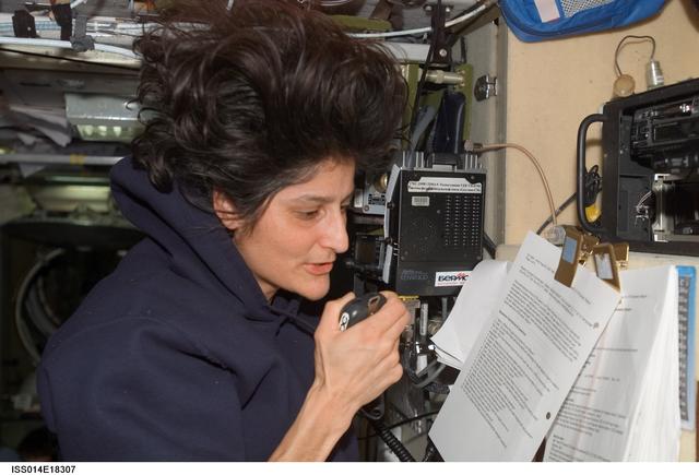 NASA image: Williams on Ham Radio in Zvezda