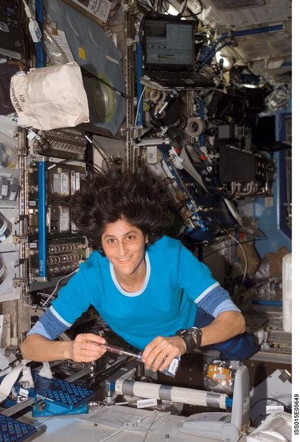 NASA image: Williams working on the LOCAD-PTS Experiment in the US Lab during Expedition 15