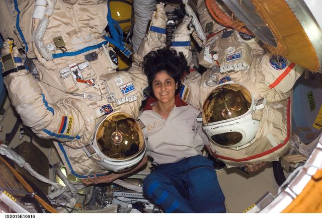 NASA image: Williams poses for a photo in the DC1 during Expedition 15
