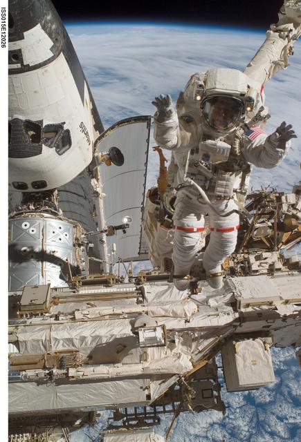 NASA image: View of Forrester on STS-117 EVA2 during Joint Operations with Expedition 15