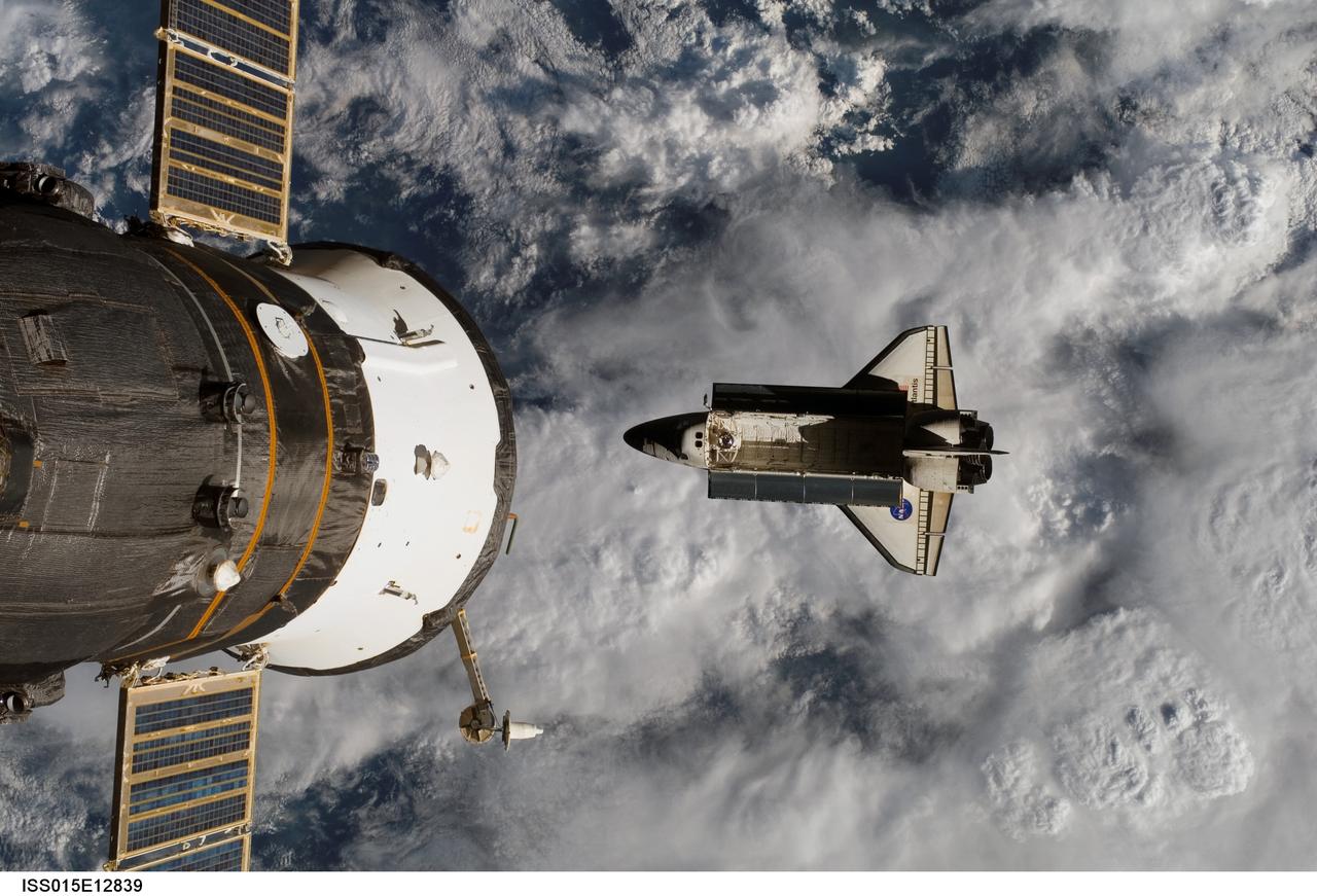 View of Atlantis after undocking from the ISS for the STS-117 Mission