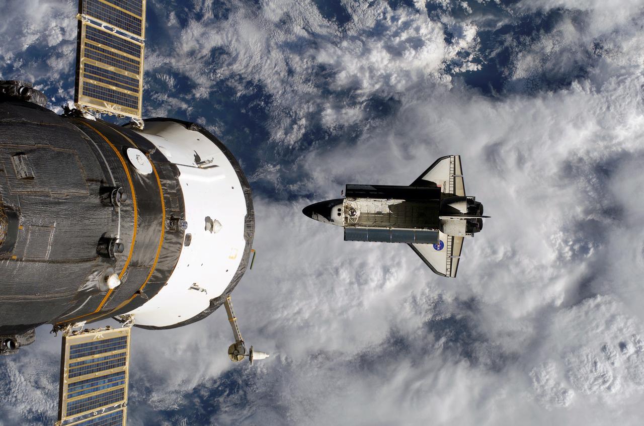 View of Atlantis after undocking from the ISS for the STS-117 Mission