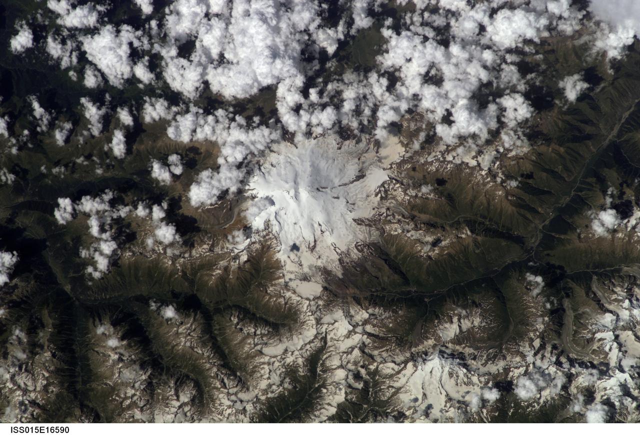 ISS015-E-16590 (5 July 2007) --- The Canadian Rockies are featured in this image photographed by an Expedition 15 crewmember on the International Space Station.