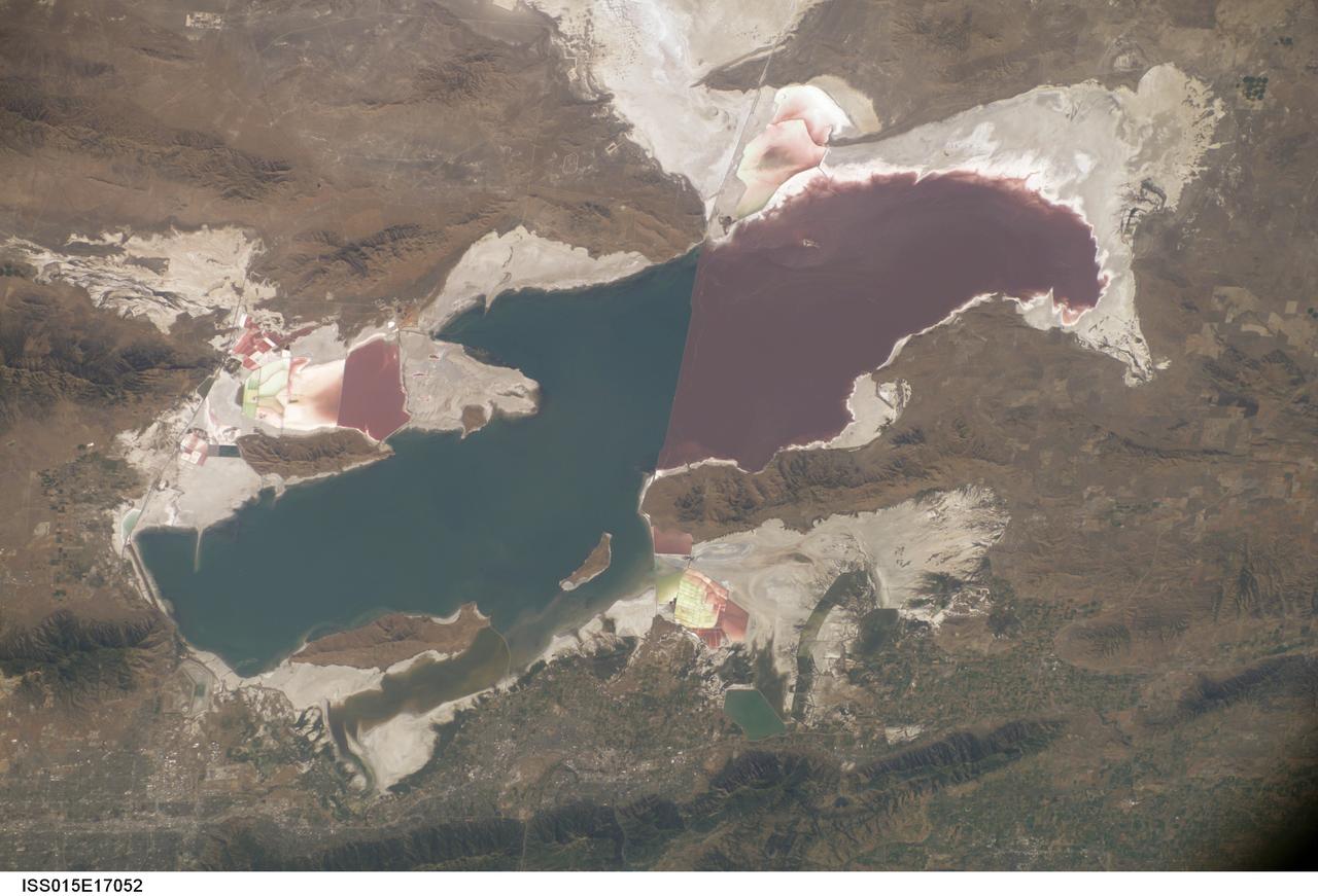 ISS015-E-17052 (5 July 2007) --- The Great Salt Lake in Utah is featured in this image photographed by an Expedition 15 crewmember on the International Space Station.