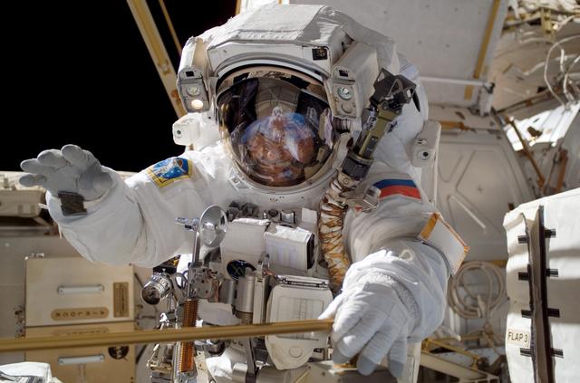 NASA image: View of Yurchikhin posing for a photo during an Expedition 15 EVA