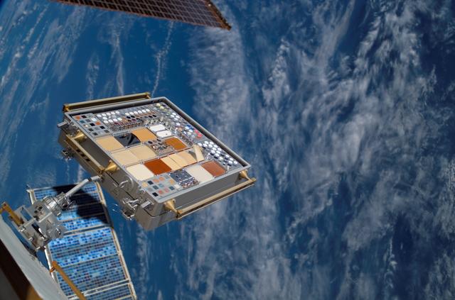 NASA image: View of MISSE PEC taken during STS-118/Expedition 15 Joint Operations