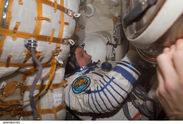 NASA image: View of Expedition 15 CDR Yurchikhin inside a Soyuz Spacecraft