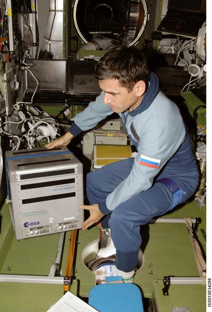 NASA image: Expedition 16 FE Malenchenko works on the P-KINASE Experiment in the SM