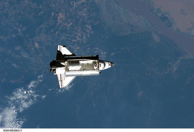 NASA image: Discovery and Payload on approach to the ISS during the STS-120 Mission