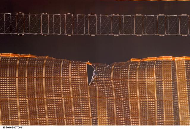 NASA image: Damaged P6 4B solar array wing