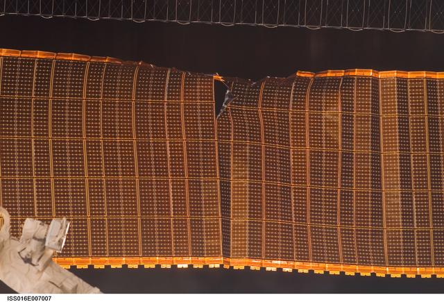 NASA image: Damaged P6 4B solar array wing
