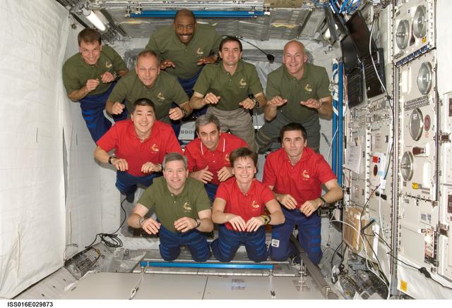 NASA image: Expedition 16 and STS-122 Crewmembers in Columbus