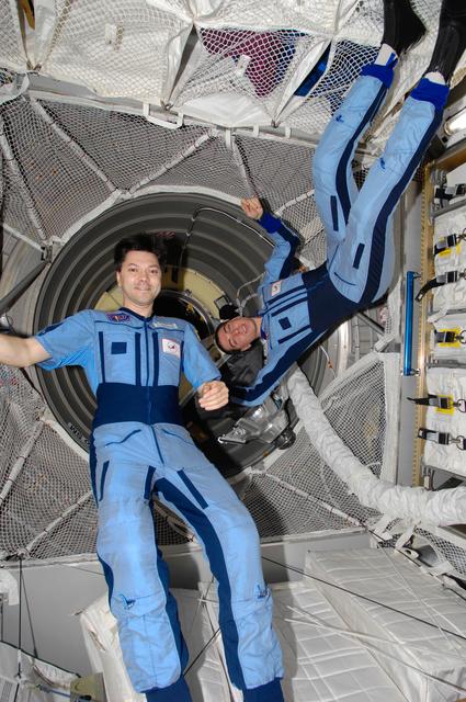 NASA image: Volkov and Kononenko in the ATV during Expedition 17