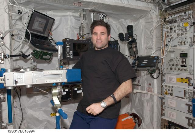 NASA image: Chamitoff in the Kibo European Laboratory / Columbus during Expedition 17