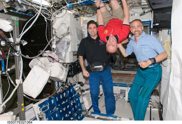 NASA image: Expedition 18 Crewmembers in the U.S. Laboratory during Joint Operations