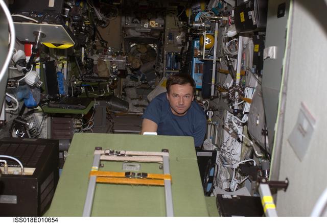 NASA image: ISS Expedition 18 Yuri Lonchakov in the Service Module (SM)