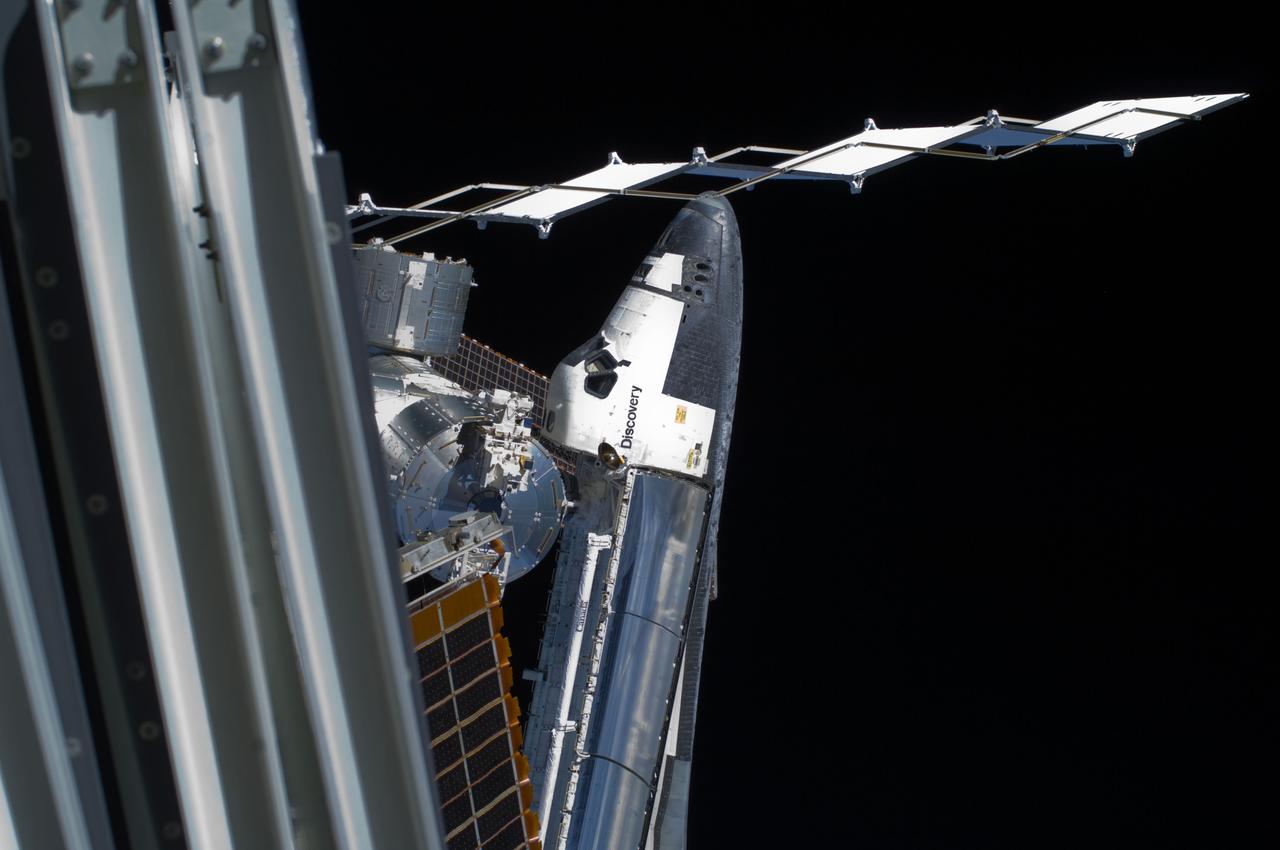 Discovery Docked to Node 2 Harmony during STS-119 Extravehicular Activity (EVA) 1