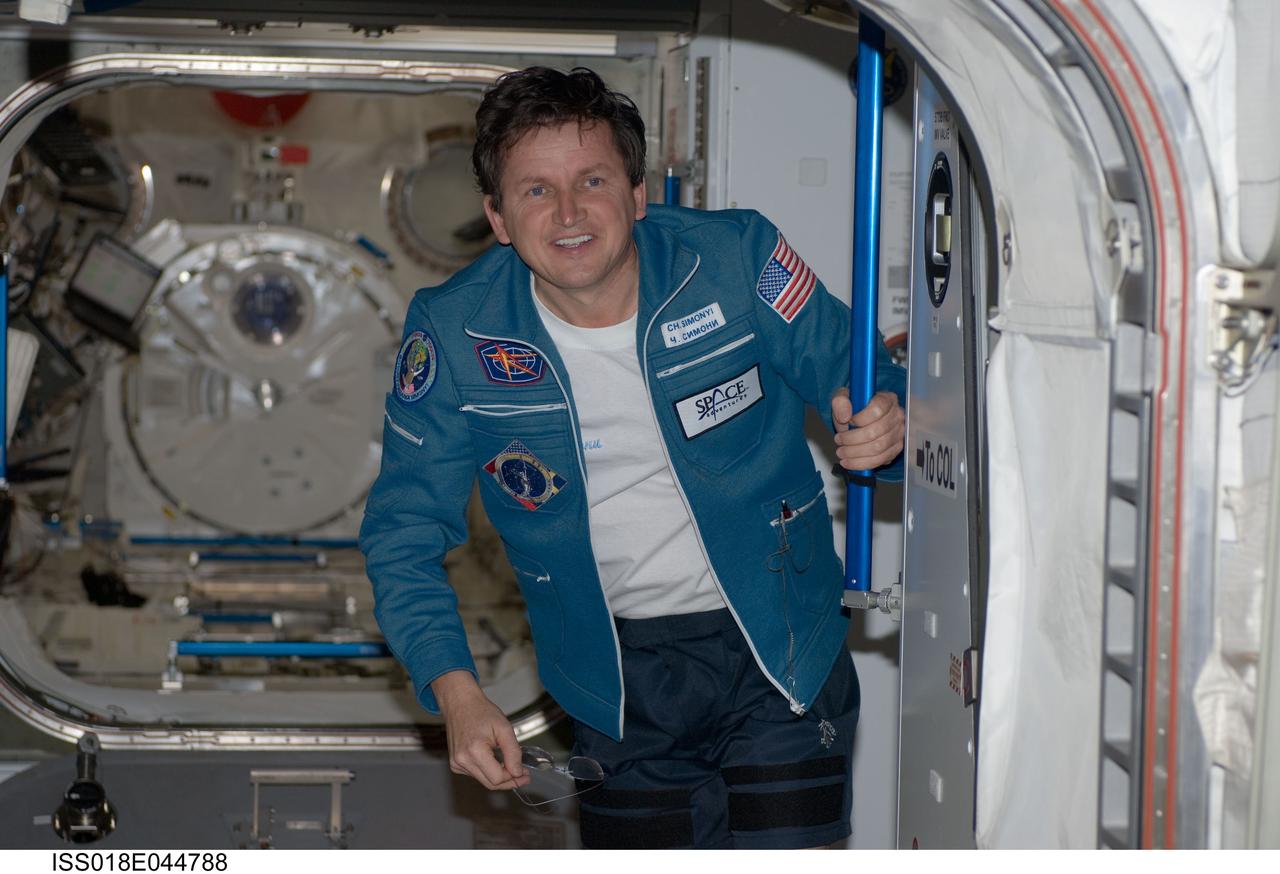ISS018-E-044788 (29 March 2009) --- U.S. spaceflight participant Charles Simonyi is pictured in the Harmony node of the International Space Station.