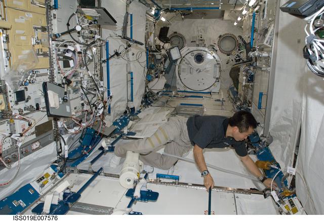 NASA image: Wakata in Japanese Experiment Pressurized Module (JPM)