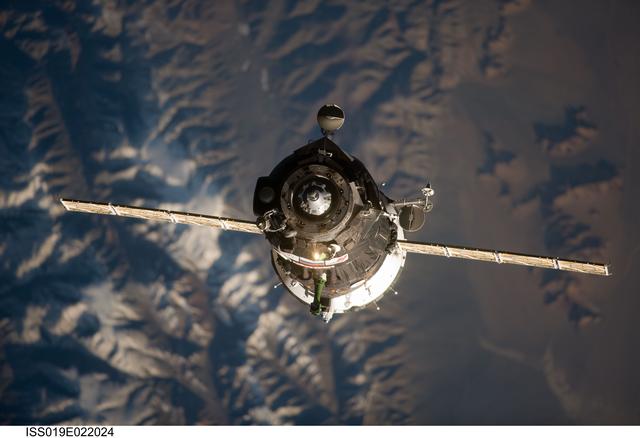 NASA image: Soyuz TMA-15 spacecraft approaches the International Space Station, carrying
