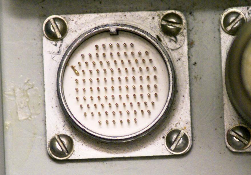 ISS01-E-5014 (26 November 2000) --- An electronic still camera's view of a bent pin on Service Module (SM) Battery Block 5 PTAB.  This was installed on 2A.2b