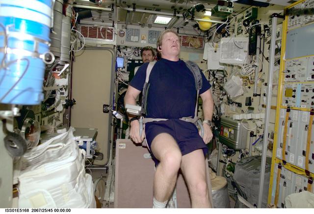 NASA image: Shepherd on ergometer in Service module