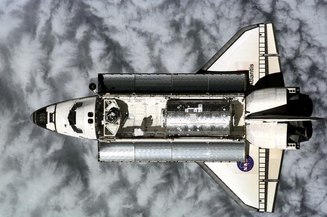 NASA image: View of the STS-98 orbiter Atlantis on approach to ISS