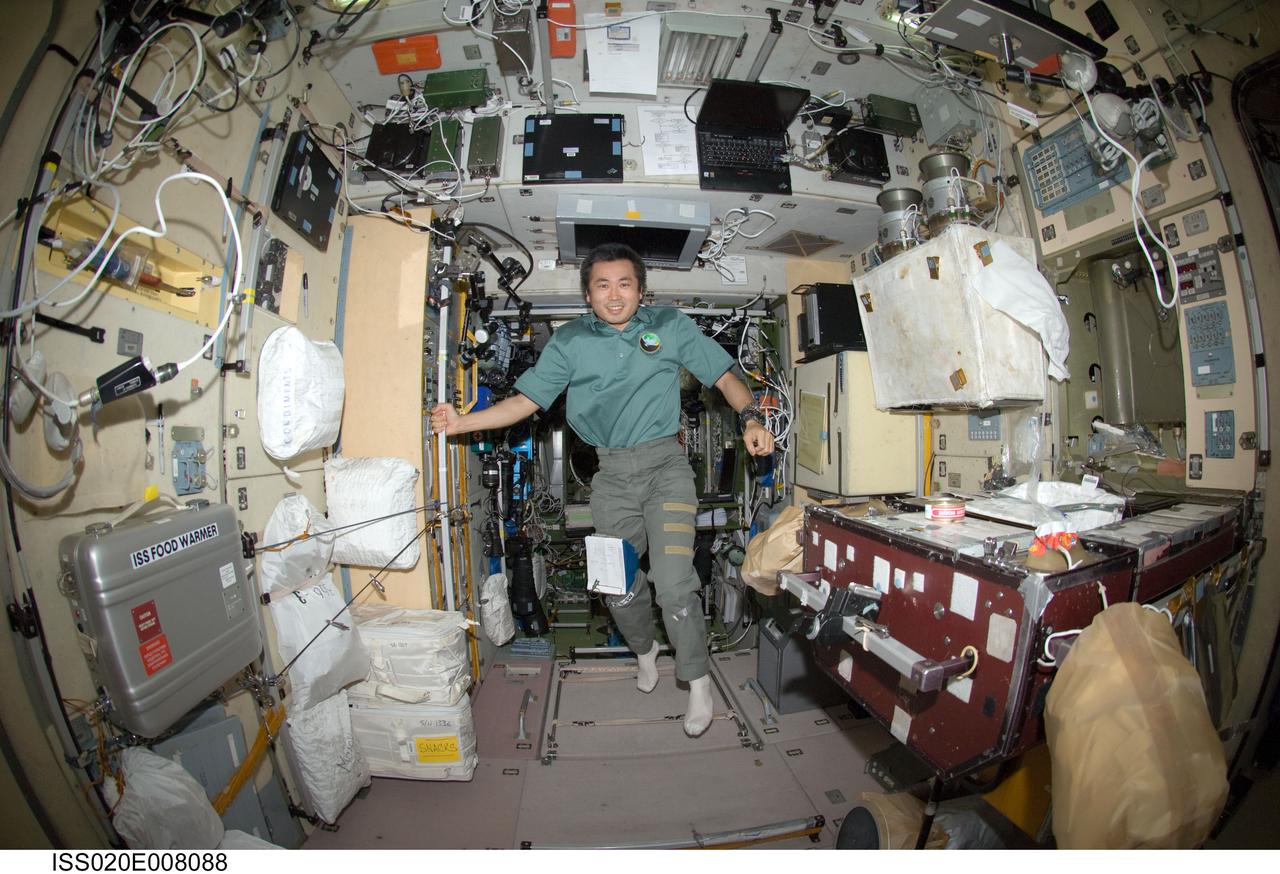 ISS020-E-008088 (10 June 2009) --- Japan Aerospace Exploration Agency (JAXA) astronaut Koichi Wakata, Expedition 20 flight engineer, is pictured in the Zvezda Service Module of the International Space Station.