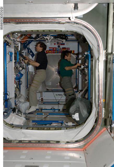 NASA image: Barratt and Wakata in Node 2