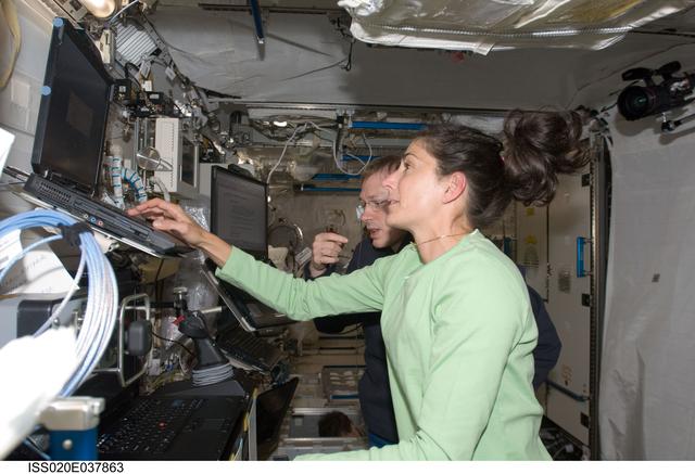 NASA image: Stott and De Winne in Kibo with JEM-RMS