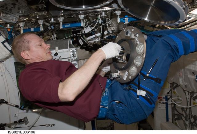 NASA image: CDR Frank De Winne during MSRR Commissioning Activities